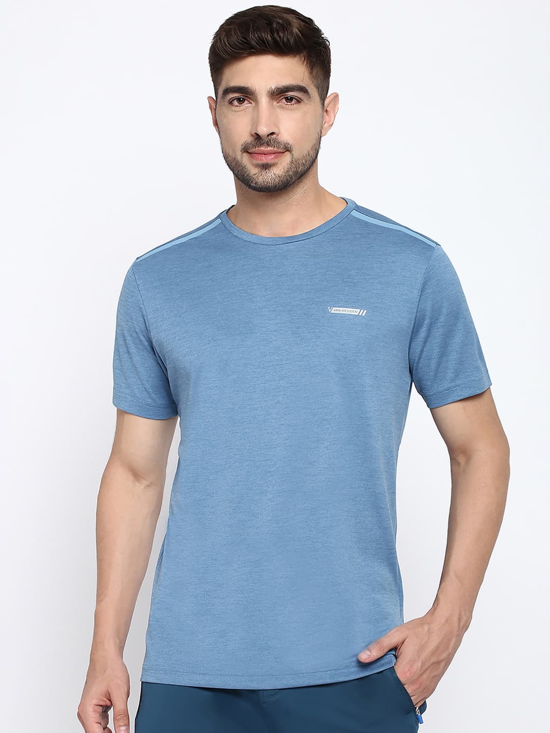 Van Heusen Innerwear Men Running Regular Fit Crew Neck Breathable Microfiber Lounge Tshirt