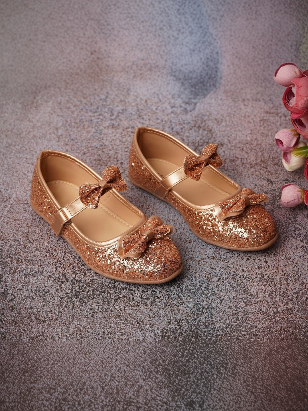 YK Girls Embellished Bow Detail Ballerinas