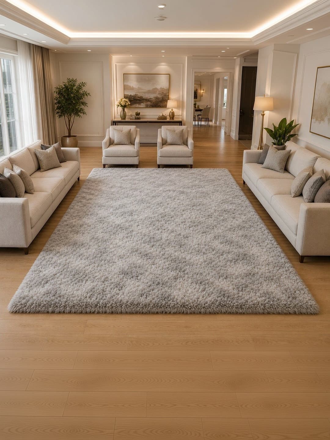 Zamzam Carpet Grey Solid Anti Skid Woollen Carpet