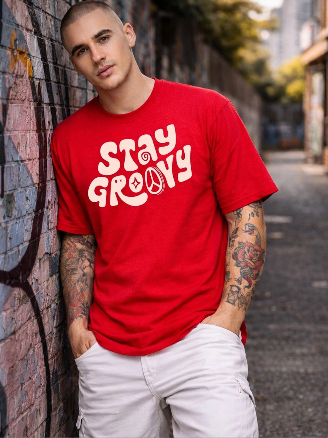 LITWAY - LITWAY Men Typography Printed T-shirt