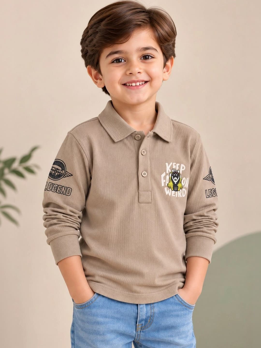 Kids Magic Boys Printed Polo Collar Pure Cotton T-shirt