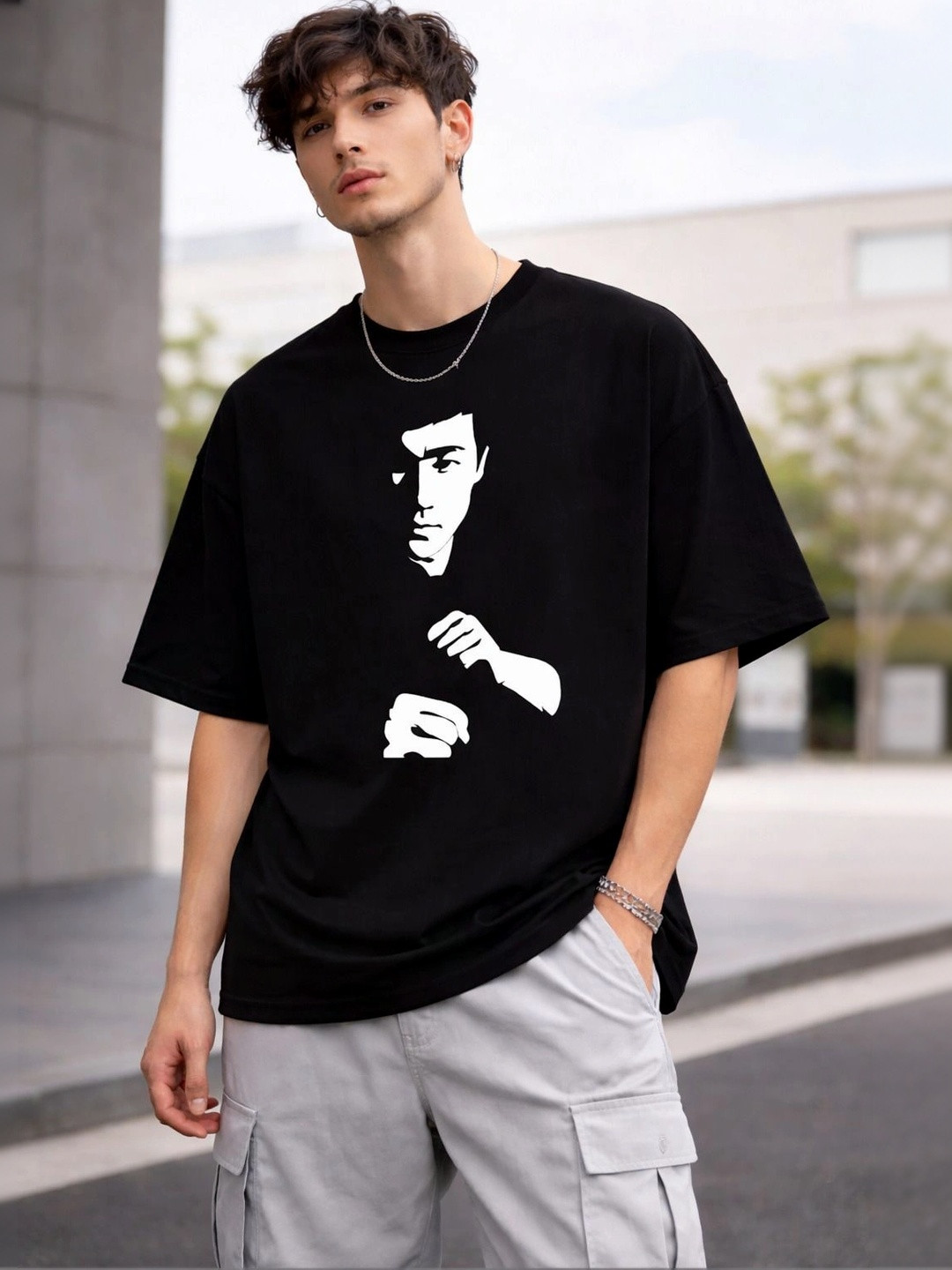 TENRUN Men Oversized Graphic T-shirt