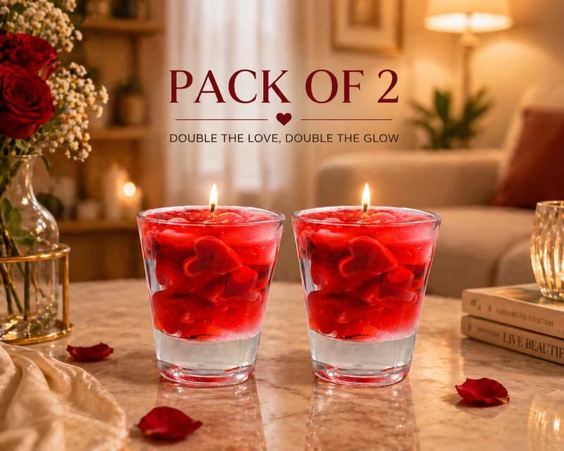 Nayaab Red Rose Petal Gel Candle in Glass,Romantic Home Decor Candle Price in India