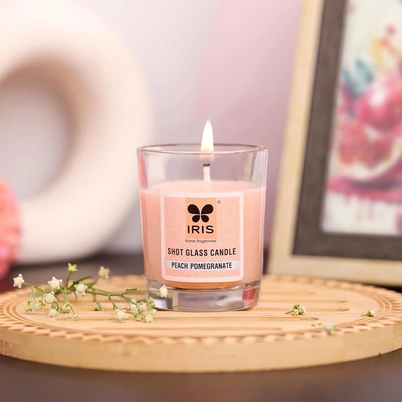IRIS Peach Pomegranate Shot Glass Candle Candle Price in India